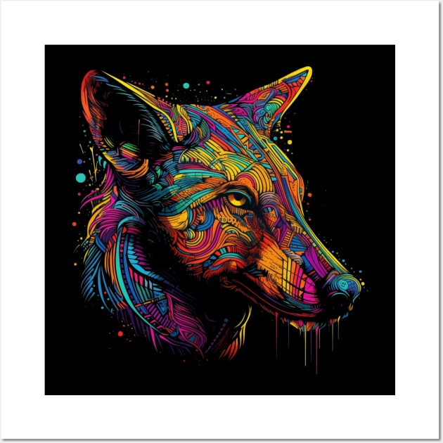 Unleash Your Spirit with our Vibrant Wolf Design Wall Art by Kneazal